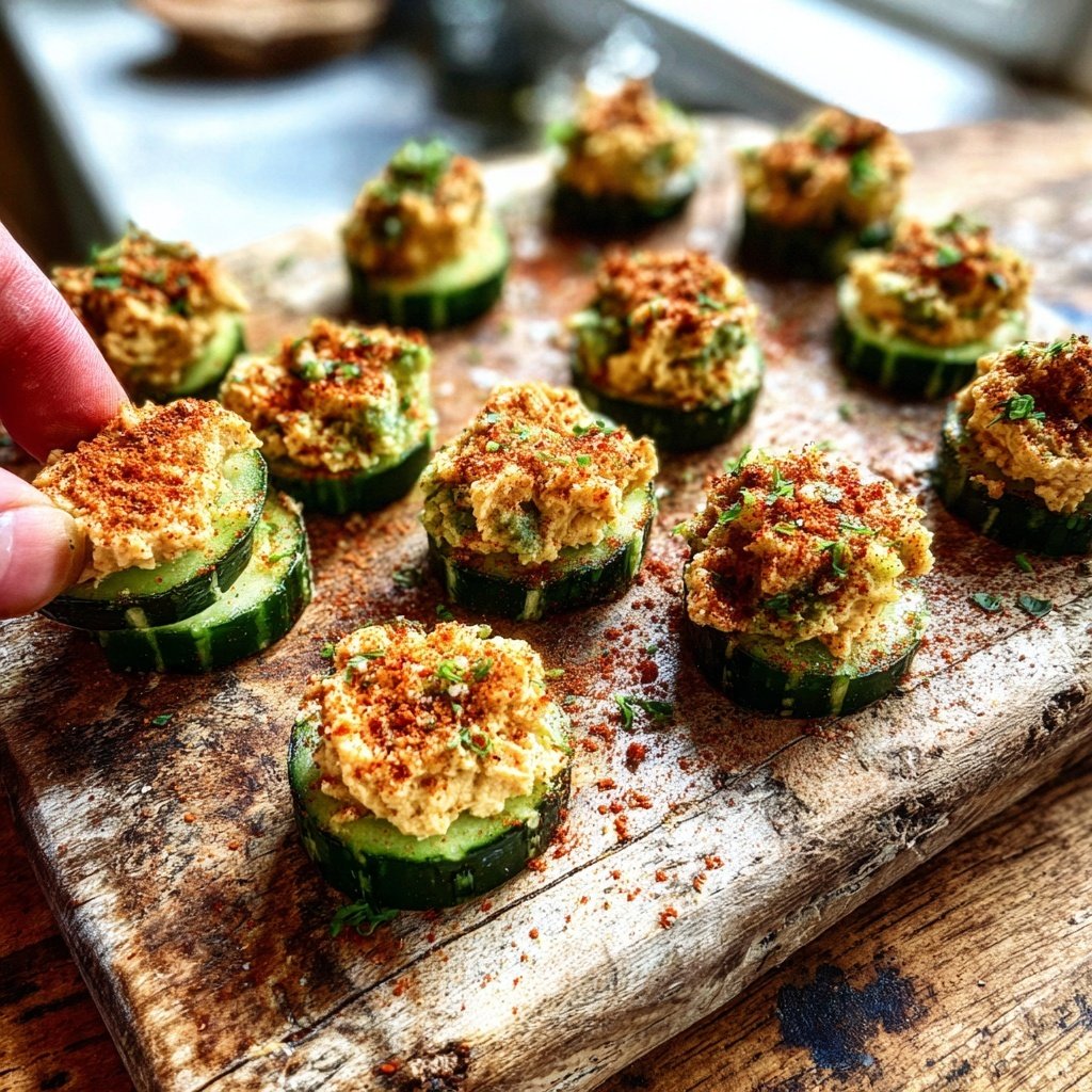 Cucumber and Hummus Bites