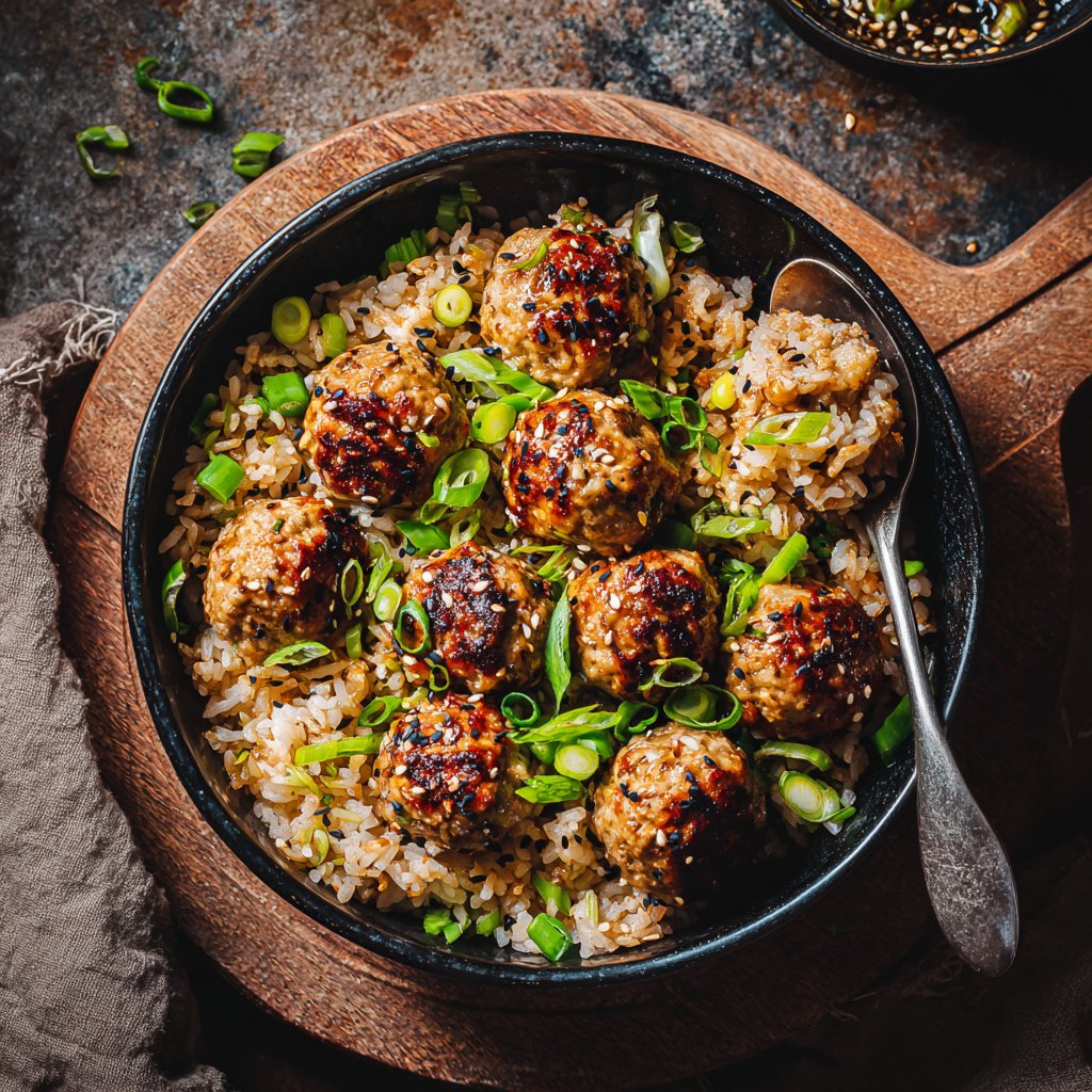 Asian-inspired Turkey Meatball Rice Bowls