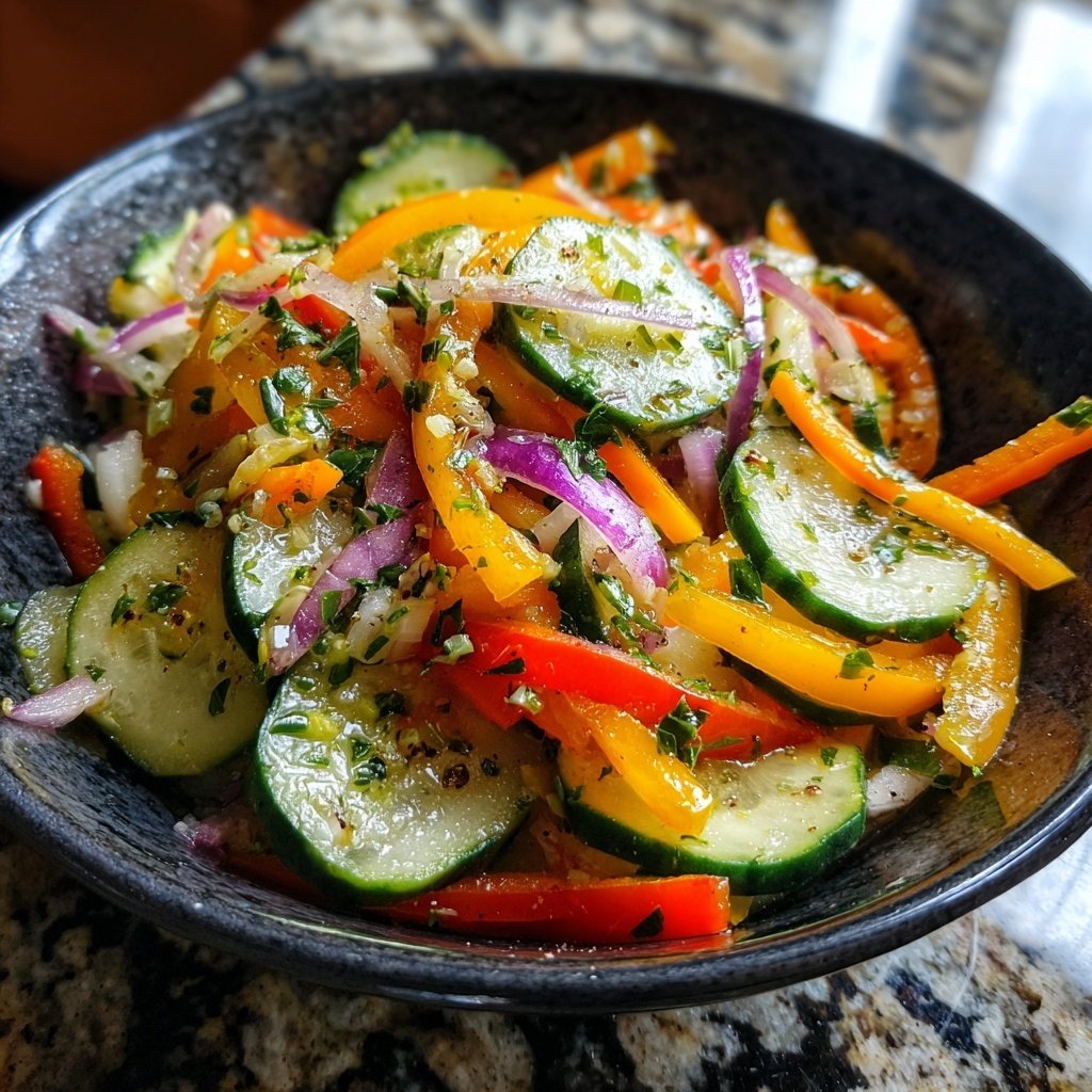 Tangy Cucumber Slaw with Peppers