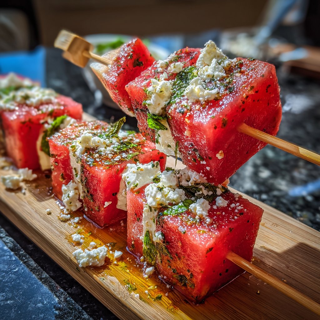 Tangy Watermelon Feta Skewers