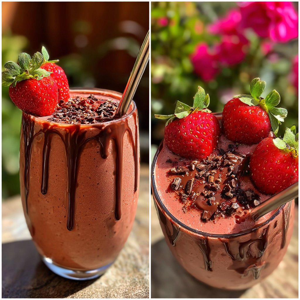 Chocolate Strawberry Protein Smoothie