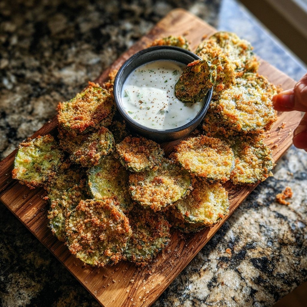 Crispy Pickle Chips with Dip