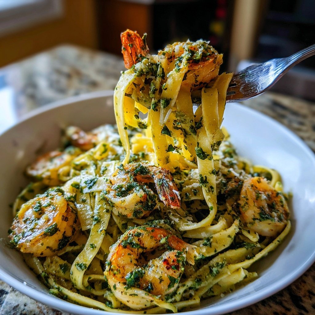 Shrimp Fettuccine with Fresh Basil