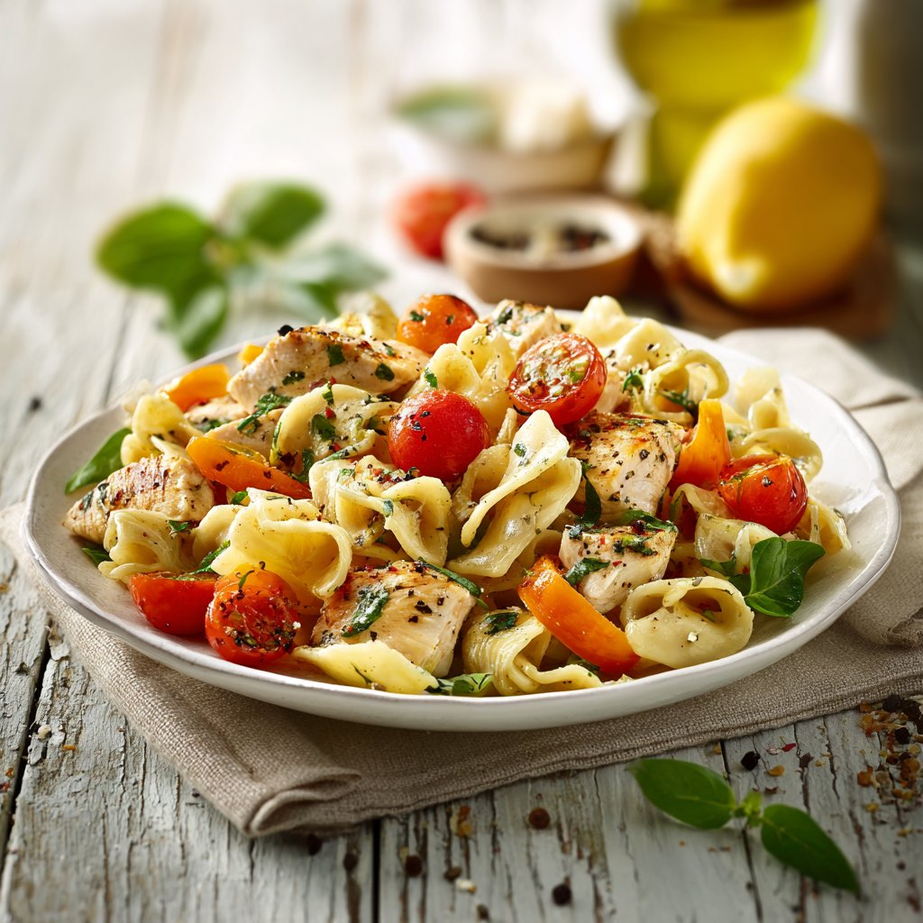 Lemon Garlic Chicken Pasta Salad