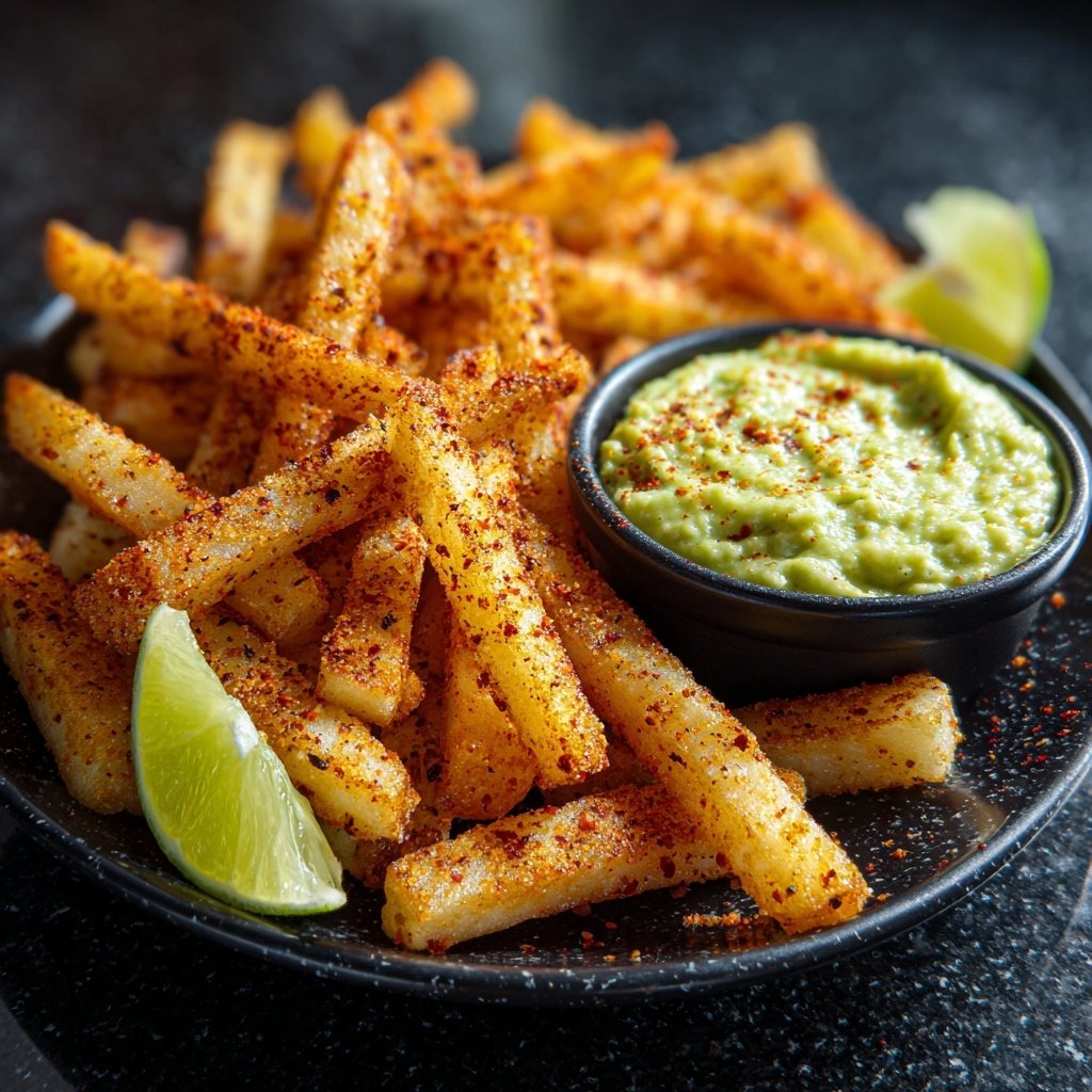 Spicy Jicama Fries with Dips